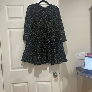 Zara Black Dress with Cream Floral Design